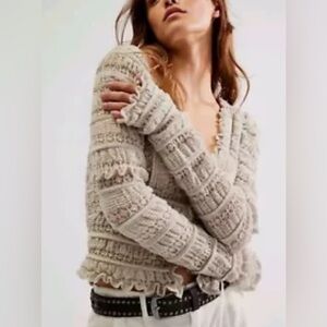 NWT - Free People Cardigan Wild Roses Grey Size XS